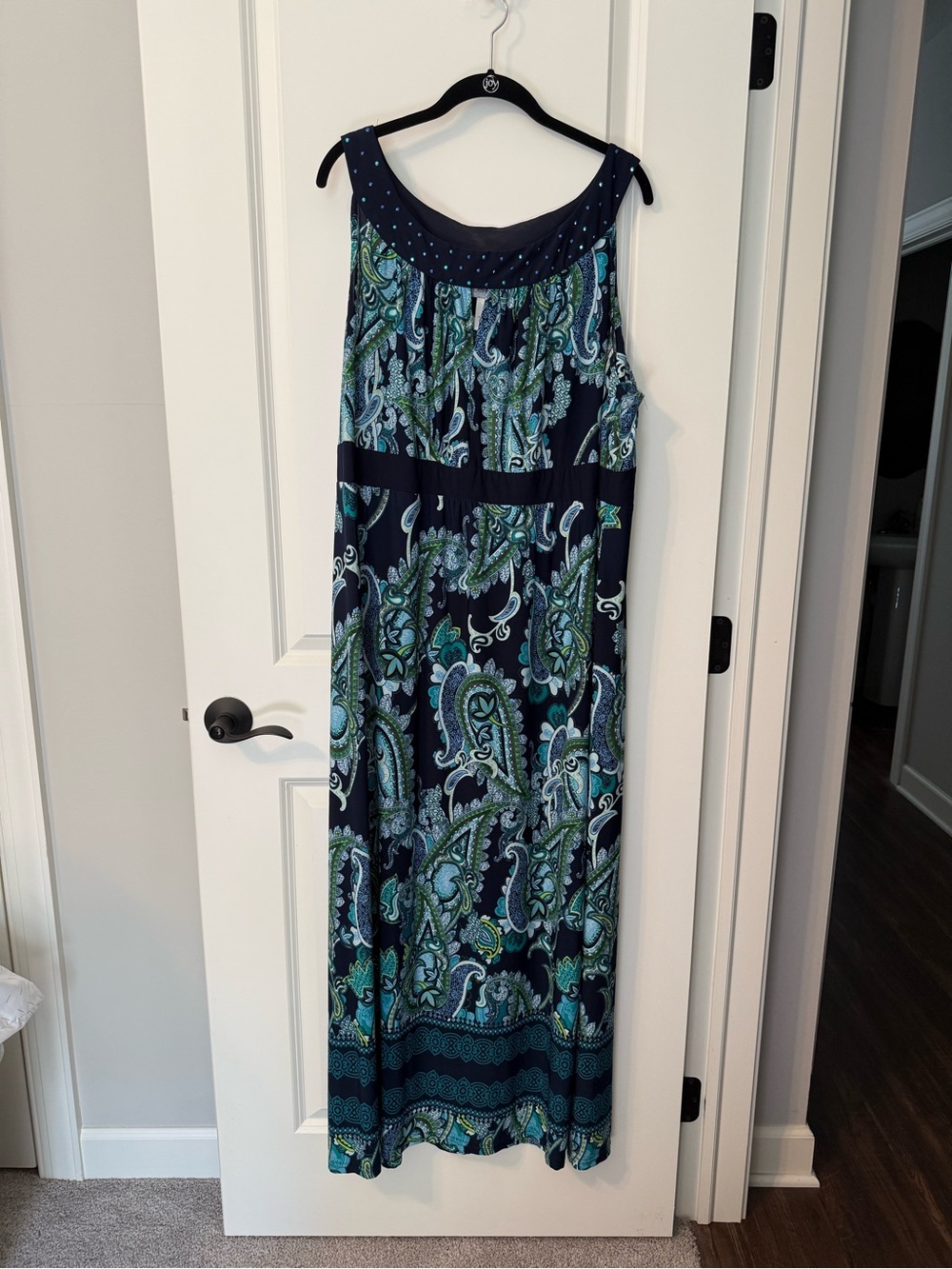 Catherines Navy and Teal Paisley Dress 3x